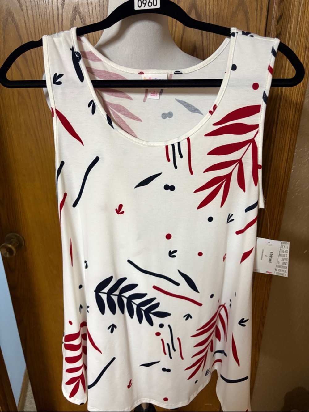 lululemon athletica Cream Tank with Navy & Red Print